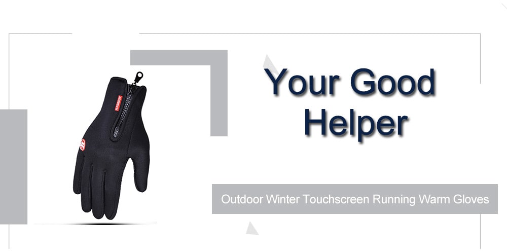 Touch Screen PU Waterproof Zipper Gloves- Black L Touch Screen PU Waterproof Zipper Gloves- Black L