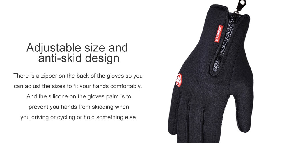 Touch Screen PU Waterproof Zipper Gloves- Black L Touch Screen PU Waterproof Zipper Gloves- Black L