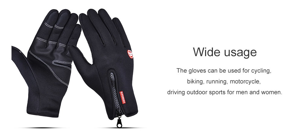Touch Screen PU Waterproof Zipper Gloves- Black L Touch Screen PU Waterproof Zipper Gloves- Black L