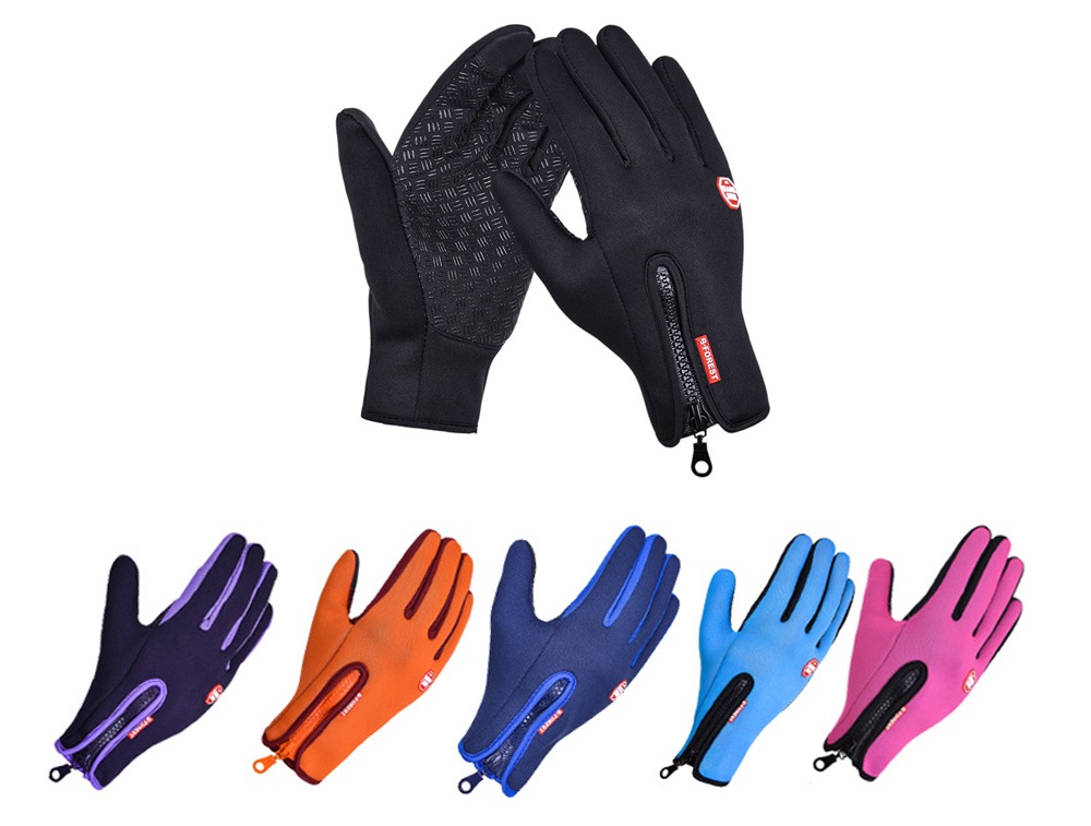 Winter Waterproof Windproof Touch Screen Silicone Anti-skid Zipper Fleece Warm Gloves- Black XL Winter Waterproof Windproof Touch Screen Silicone Anti-skid Zipper Fleece Warm Gloves- Black XL