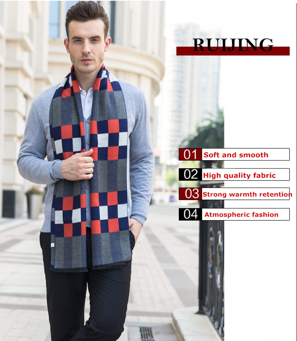 Winter Outdoors Pashmina Fashion Warmth Lattice Long Scarf for Men- Multicolor 1Pc Winter Outdoors Pashmina Fashion Warmth Lattice Long Scarf for Men- Multicolor 1Pc