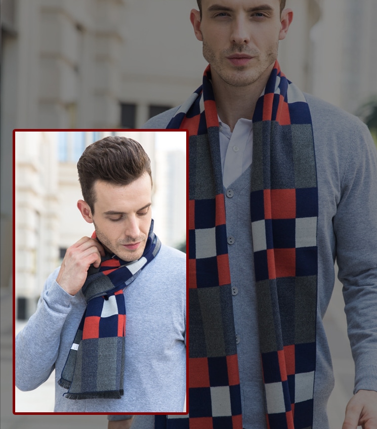 Winter Outdoors Pashmina Fashion Warmth Lattice Long Scarf for Men- Multicolor 1Pc Winter Outdoors Pashmina Fashion Warmth Lattice Long Scarf for Men- Multicolor 1Pc