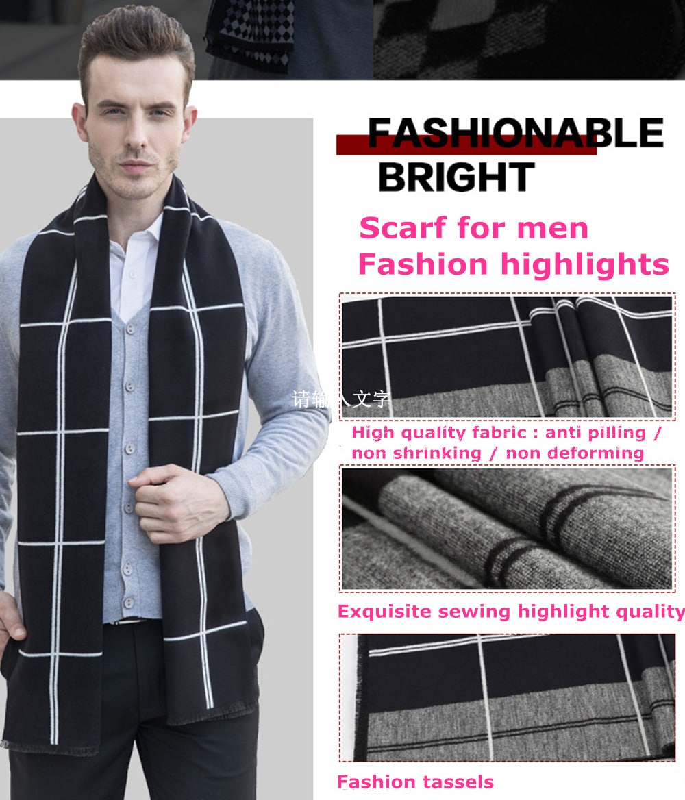 Winter Outdoors Pashmina Fashion Warmth Lattice Long Scarf for Men- Multicolor 1Pc Winter Outdoors Pashmina Fashion Warmth Lattice Long Scarf for Men- Multicolor 1Pc
