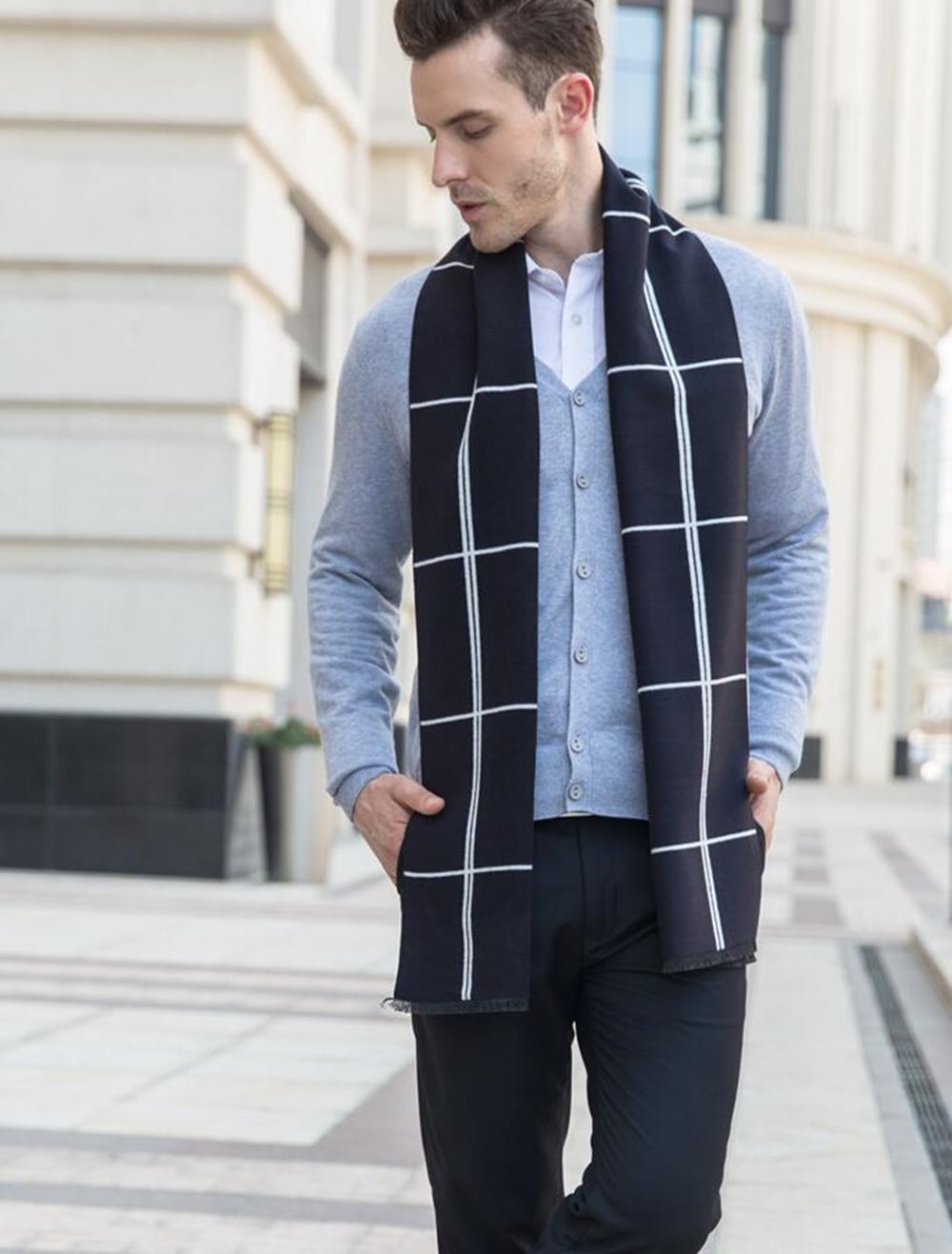 Winter Outdoors Pashmina Fashion Warmth Lattice Long Scarf for Men- Multicolor 1Pc Winter Outdoors Pashmina Fashion Warmth Lattice Long Scarf for Men- Multicolor 1Pc