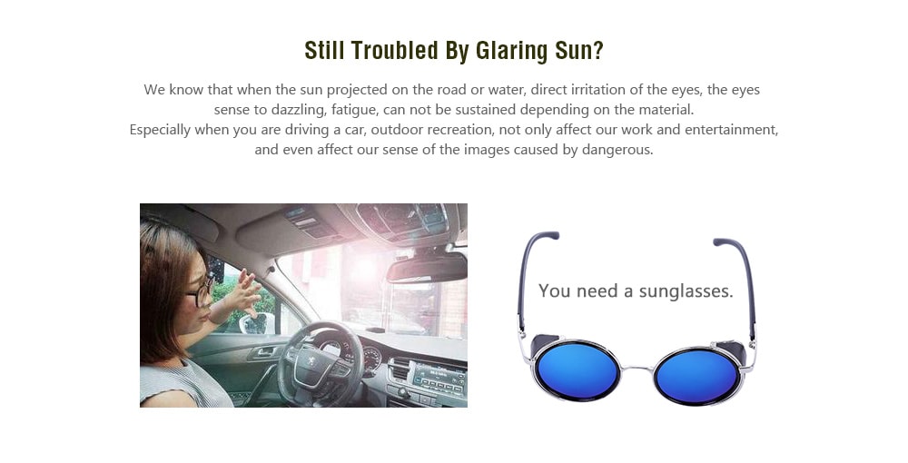 Cool Round Design Sunglasses with PC Lens and Comfortable High-nickel Alloy Frame- Blue Cool Round Design Sunglasses with PC Lens and Comfortable High-nickel Alloy Frame- Blue