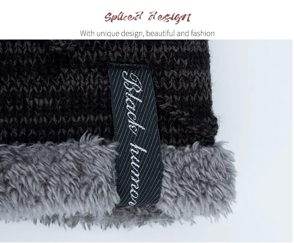 Tide Knit Wool Winter Plus Velvet Warm Hook Head Men's Outdoor Cap- Black Tide Knit Wool Winter Plus Velvet Warm Hook Head Men's Outdoor Cap- Black