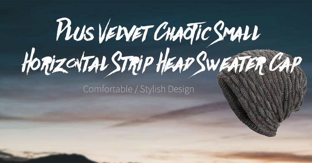 Plus Velvet Chaotic Small Horizontal Strip Head Sweater Cap - Dark Slate Blue Plus Velvet Chaotic Small Horizontal Strip Head Sweater Cap - Dark Slate Blue