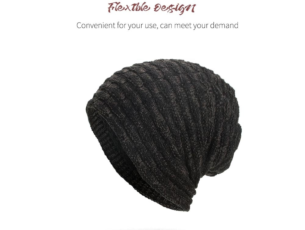 Plus Velvet Chaotic Small Horizontal Strip Head Sweater Cap - Dark Slate Blue Plus Velvet Chaotic Small Horizontal Strip Head Sweater Cap - Dark Slate Blue