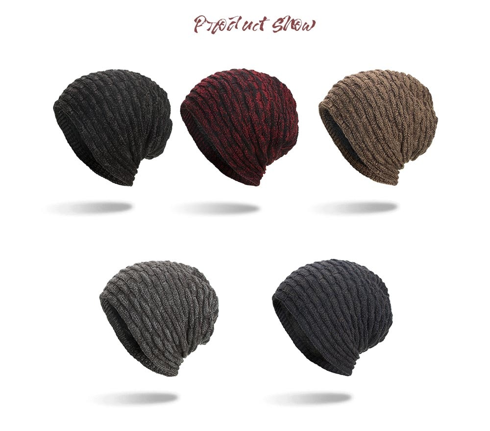Plus Velvet Chaotic Small Horizontal Strip Head Sweater Cap - Dark Slate Blue Plus Velvet Chaotic Small Horizontal Strip Head Sweater Cap - Dark Slate Blue
