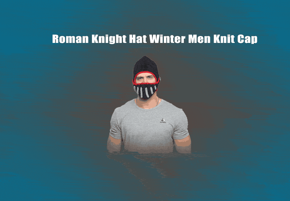 Roman Knight Hat Winter Men Knit Cap- Black Roman Knight Hat Winter Men Knit Cap- Black