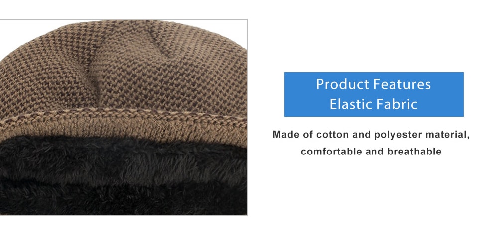 Plus Velvet Knitted Sweater Cap with Buckle for Winter- Gray Plus Velvet Knitted Sweater Cap with Buckle for Winter- Gray