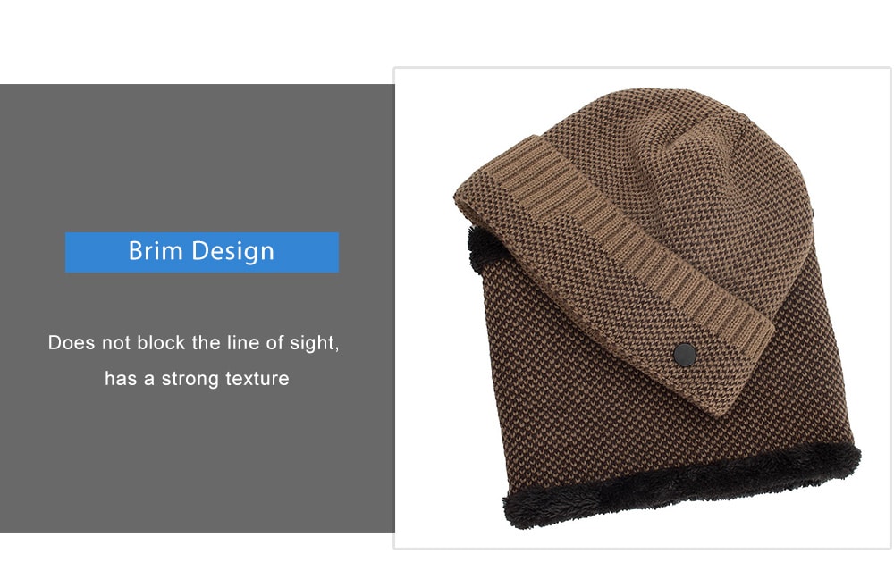 Plus Velvet Knitted Sweater Cap with Buckle for Winter- Gray Plus Velvet Knitted Sweater Cap with Buckle for Winter- Gray