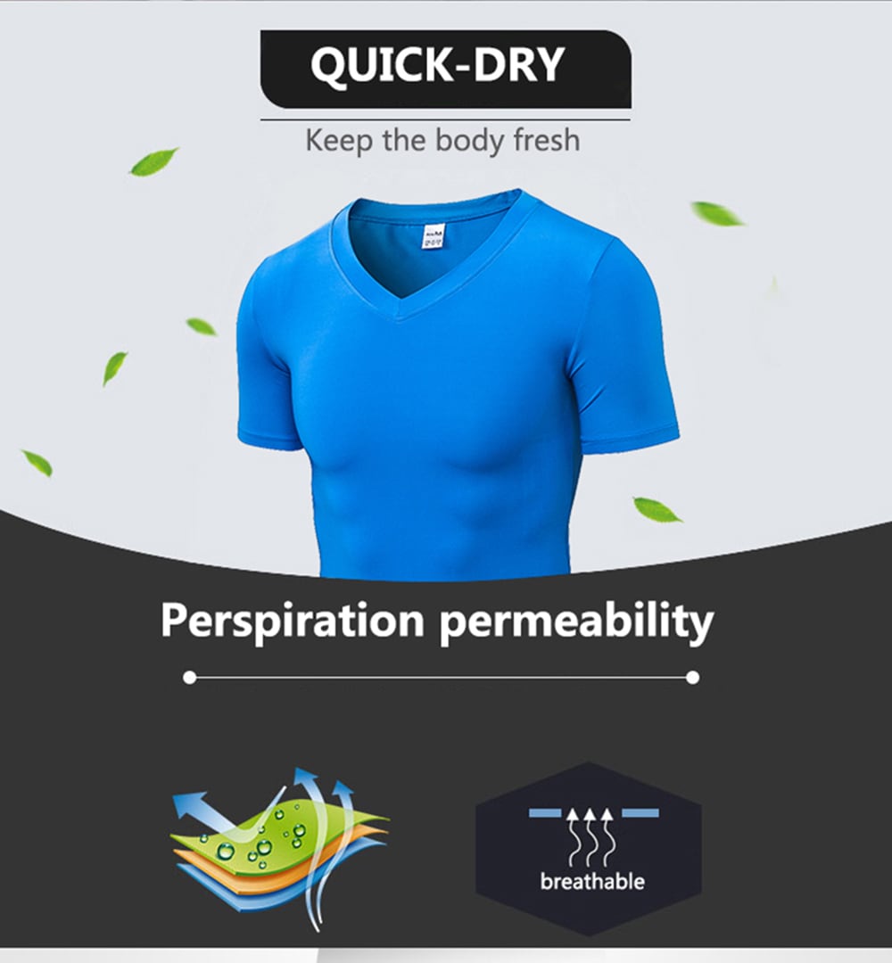 Quick Dry Fitness Man Gym Costume Training Sports Running Tight T-Shirt- White 2XL Quick Dry Fitness Man Gym Costume Training Sports Running Tight T-Shirt- White 2XL