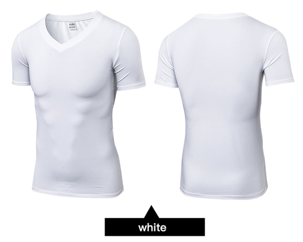 Quick Dry Fitness Man Gym Costume Training Sports Running Tight T-Shirt- White 2XL Quick Dry Fitness Man Gym Costume Training Sports Running Tight T-Shirt- White 2XL