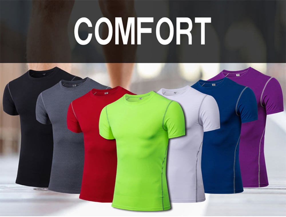Quick Dry Compression Men Run Shirt Fitness Tight Soccer Jersey Gym Sportswear- Blue XL Quick Dry Compression Men Run Shirt Fitness Tight Soccer Jersey Gym Sportswear- Blue XL