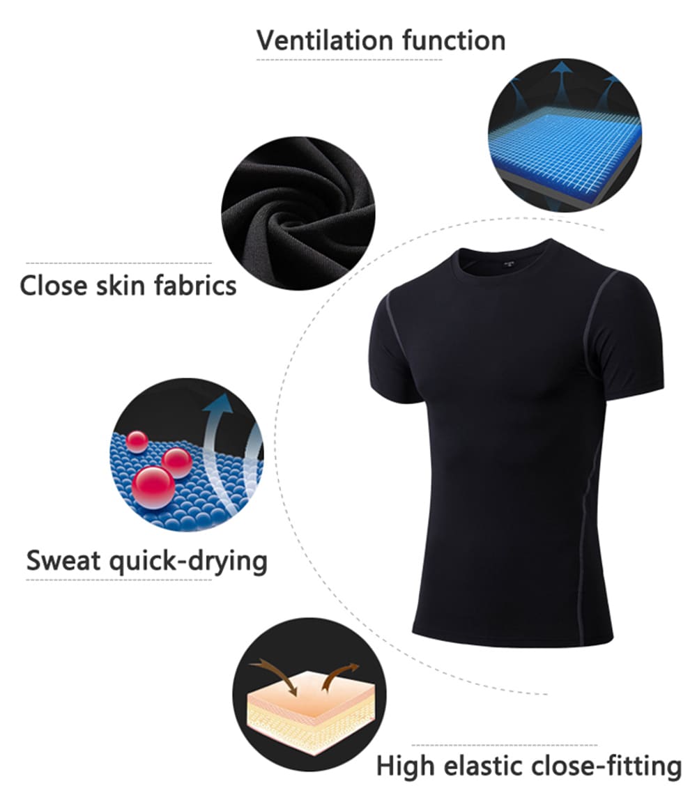 Quick Dry Compression Men Run Shirt Fitness Tight Soccer Jersey Gym Sportswear- Blue XL Quick Dry Compression Men Run Shirt Fitness Tight Soccer Jersey Gym Sportswear- Blue XL