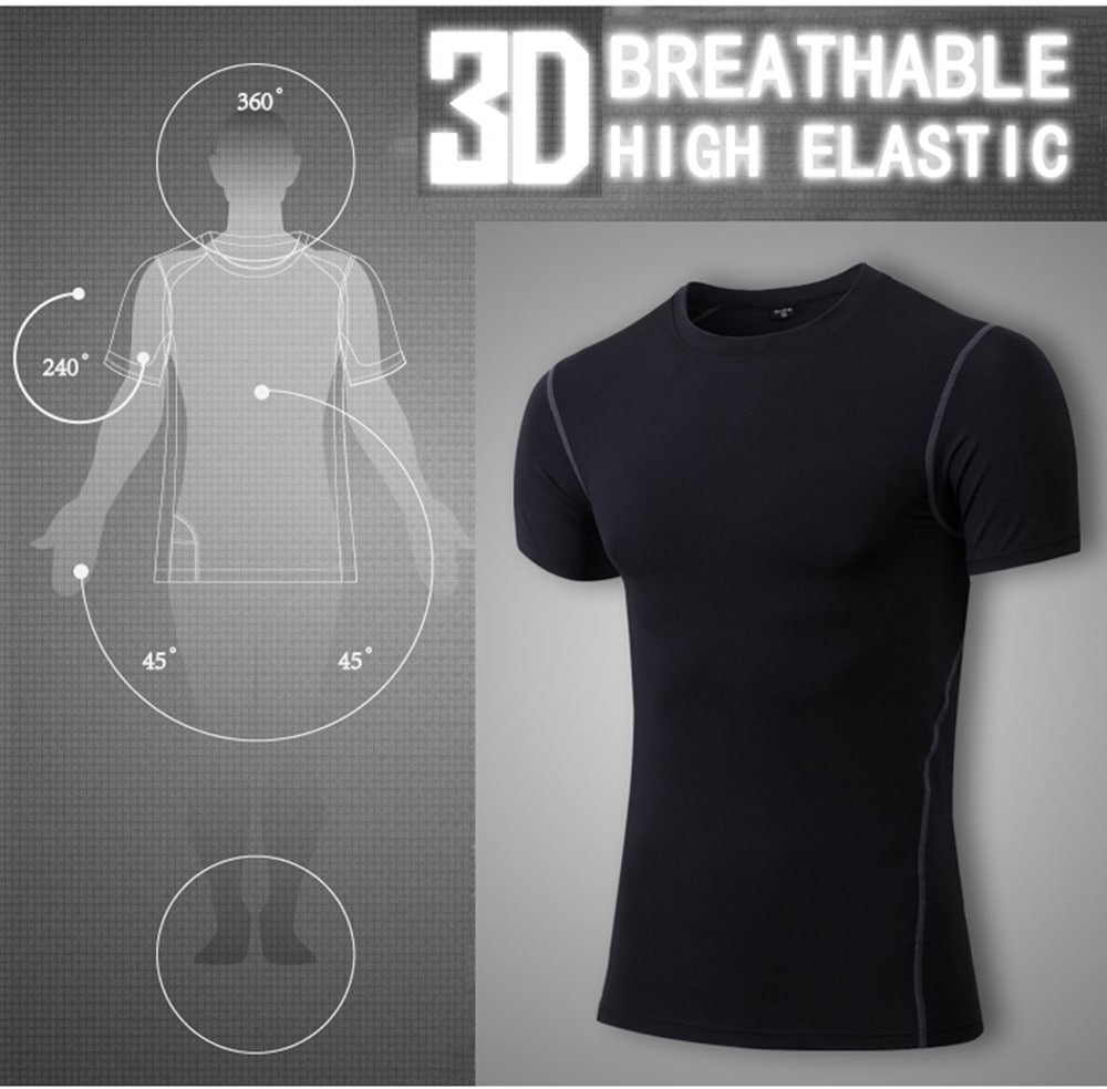 Quick Dry Compression Men Run Shirt Fitness Tight Soccer Jersey Gym Sportswear- Blue XL Quick Dry Compression Men Run Shirt Fitness Tight Soccer Jersey Gym Sportswear- Blue XL