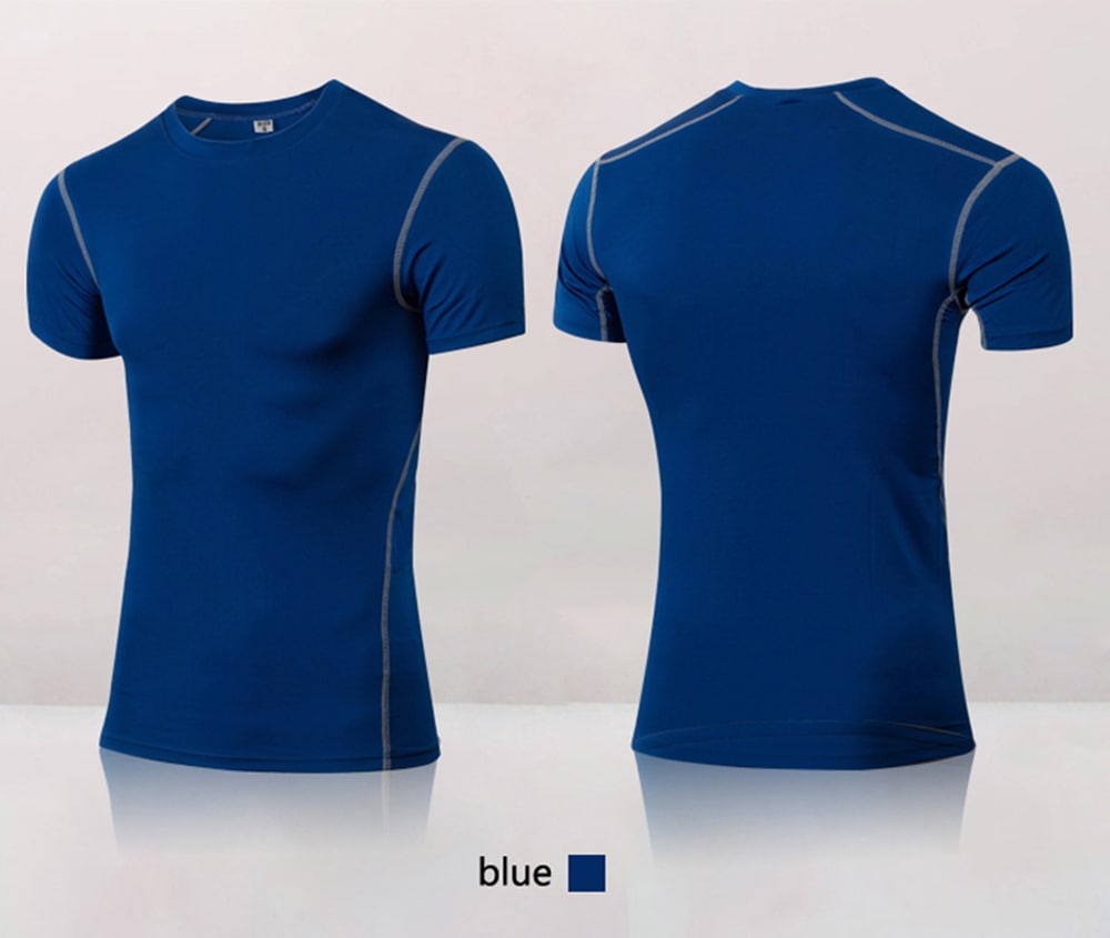 Quick Dry Compression Men Run Shirt Fitness Tight Soccer Jersey Gym Sportswear- Blue XL Quick Dry Compression Men Run Shirt Fitness Tight Soccer Jersey Gym Sportswear- Blue XL