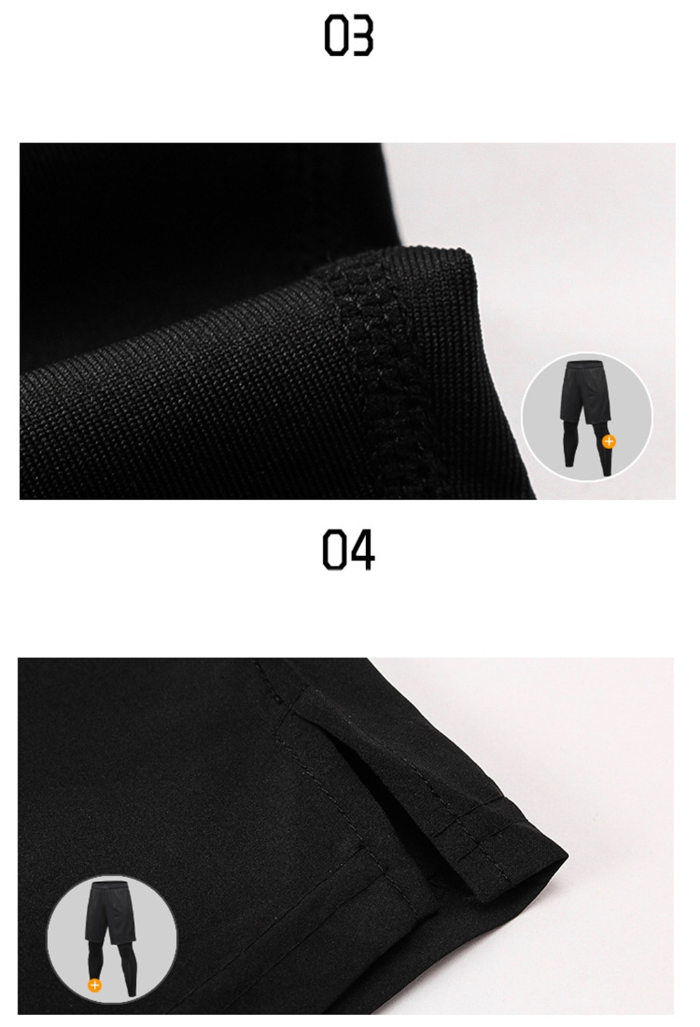 Tight-Fitting Two-Piece Fitness Running Training Stretch Quick-Drying Pants- Black L Tight-Fitting Two-Piece Fitness Running Training Stretch Quick-Drying Pants- Black L