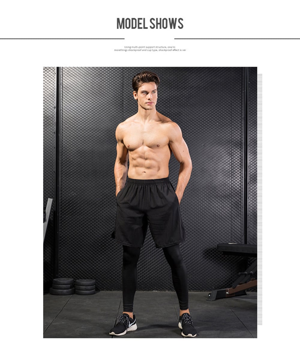 Tight-Fitting Two-Piece Fitness Running Training Stretch Quick-Drying Pants- Black L Tight-Fitting Two-Piece Fitness Running Training Stretch Quick-Drying Pants- Black L