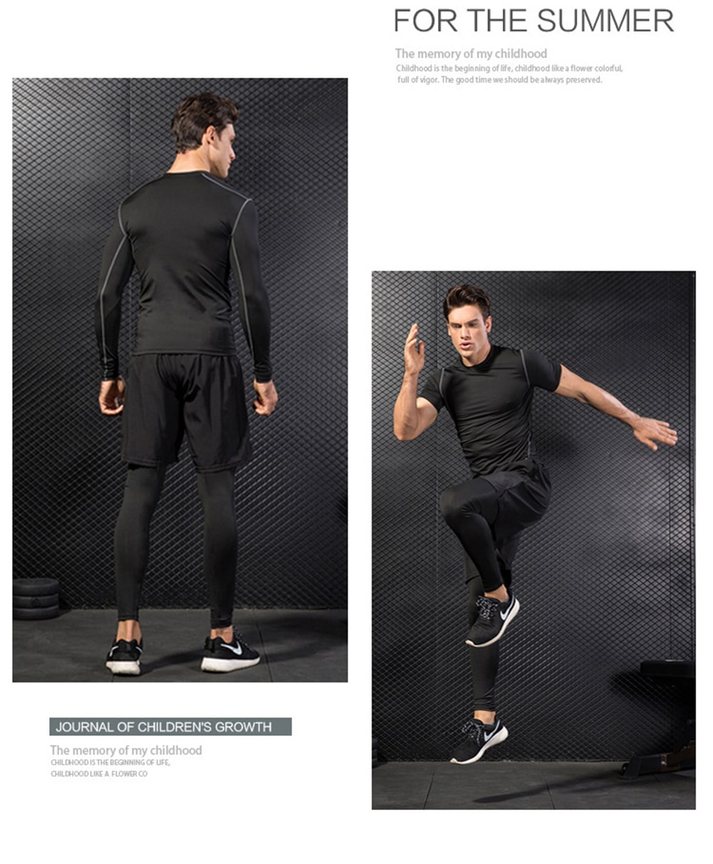 Tight-Fitting Two-Piece Fitness Running Training Stretch Quick-Drying Pants- Black L Tight-Fitting Two-Piece Fitness Running Training Stretch Quick-Drying Pants- Black L