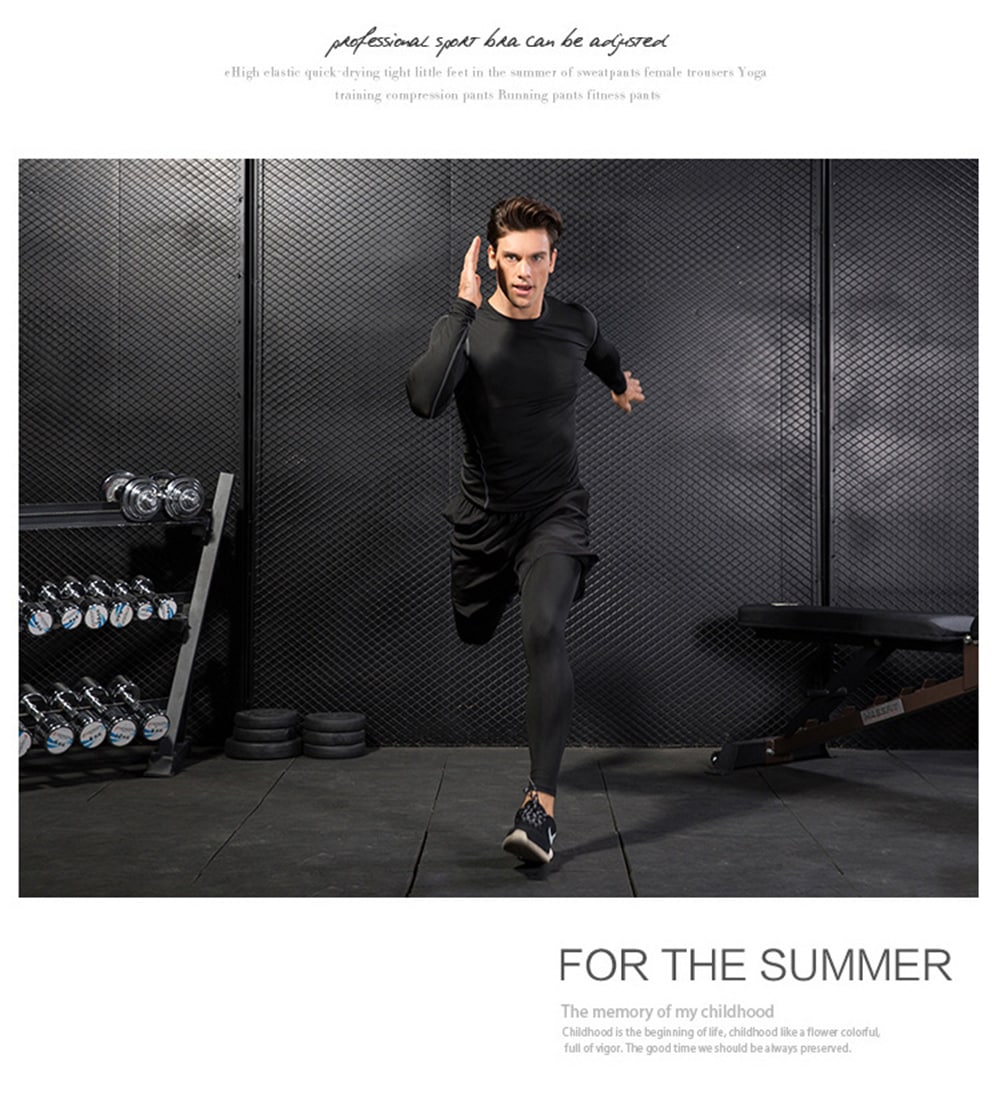 Tight-Fitting Two-Piece Fitness Running Training Stretch Quick-Drying Pants- Black L Tight-Fitting Two-Piece Fitness Running Training Stretch Quick-Drying Pants- Black L