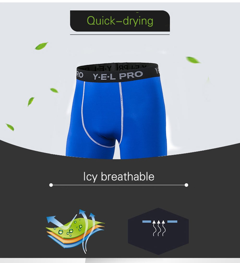 Quick Dry Gym Sport Men's Shorts Jogging Compression Tights Running Shorts- Blue L Quick Dry Gym Sport Men's Shorts Jogging Compression Tights Running Shorts- Blue L