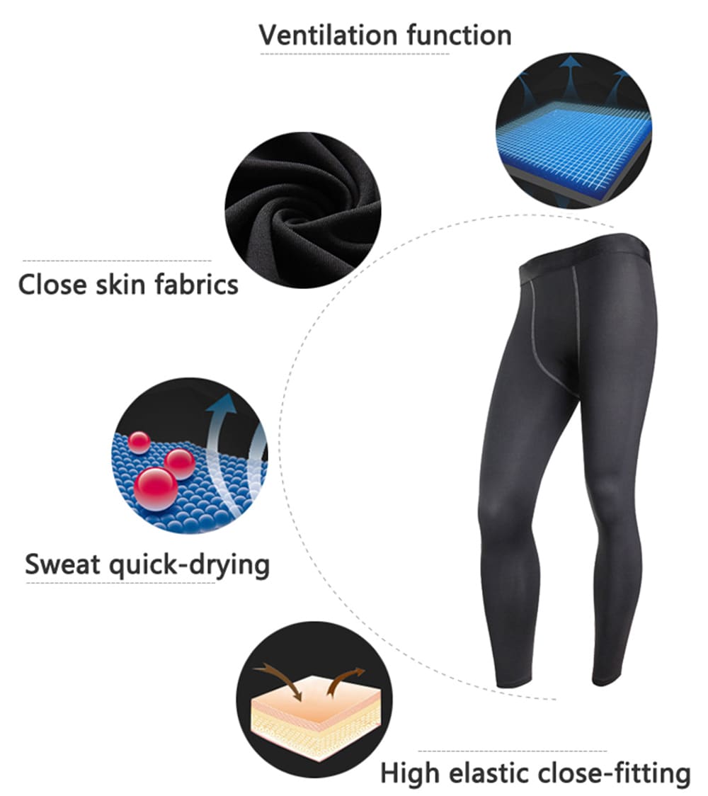 Quick Dry Running Compression Training Fitness Tights Men Gym Sport Leggings- Red L Quick Dry Running Compression Training Fitness Tights Men Gym Sport Leggings- Red L
