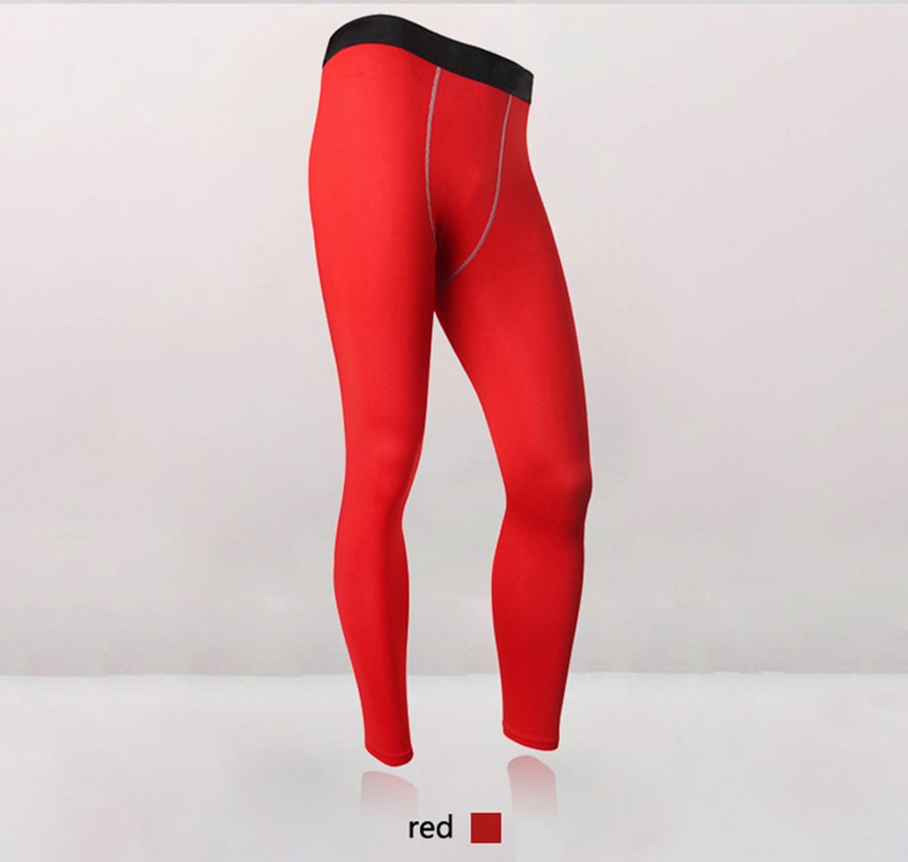 Quick Dry Running Compression Training Fitness Tights Men Gym Sport Leggings- Red L Quick Dry Running Compression Training Fitness Tights Men Gym Sport Leggings- Red L