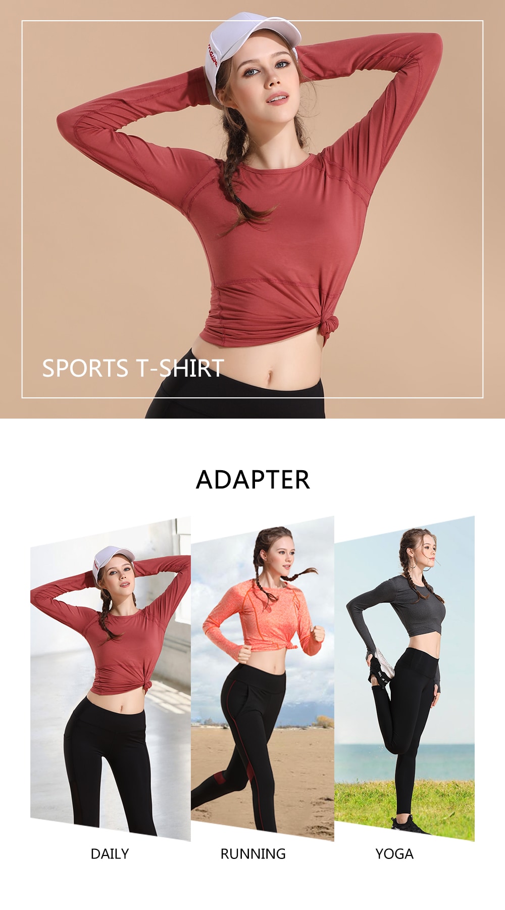 Running Shirt Activewear Sweat-wicking Soft Quick Dry Stretchy- Rose M Running Shirt Activewear Sweat-wicking Soft Quick Dry Stretchy- Rose M