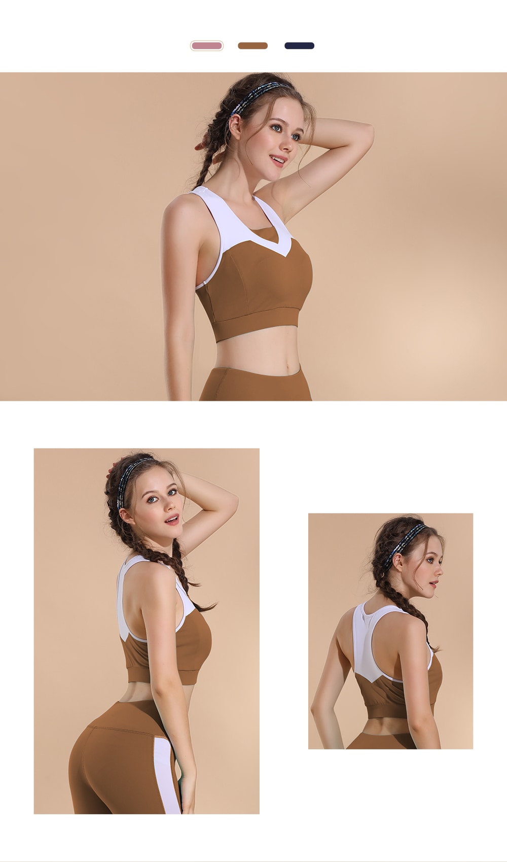 Yoga Bra The Side Hollow Out Fitness Sports Running Bra- Brown M Yoga Bra The Side Hollow Out Fitness Sports Running Bra- Brown M