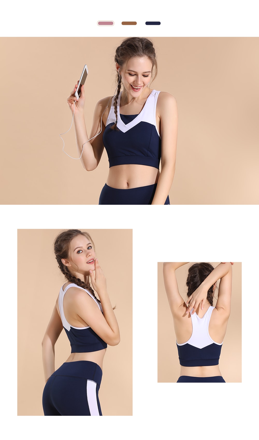 Yoga Bra The Side Hollow Out Fitness Sports Running Bra- Brown M Yoga Bra The Side Hollow Out Fitness Sports Running Bra- Brown M