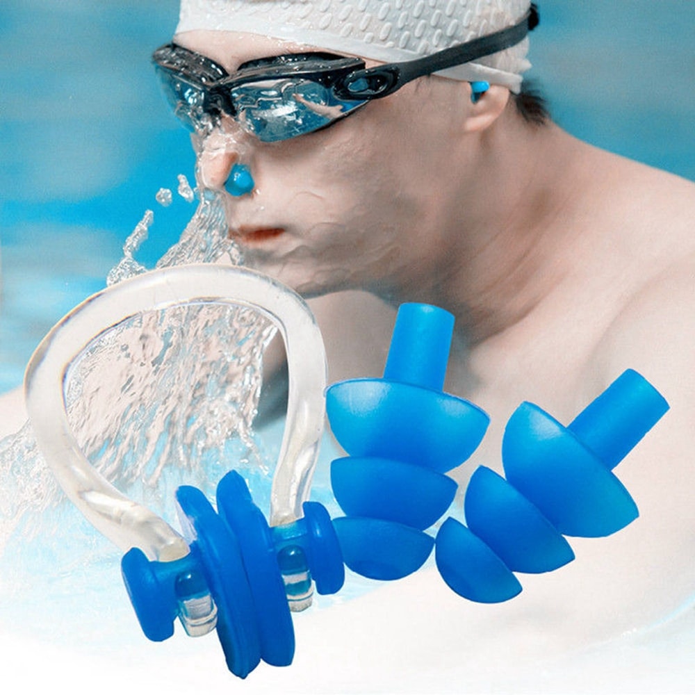 Waterproof Nose Clip Earplug Set for Surf Diving Swimming- Dodger Blue Waterproof Nose Clip Earplug Set for Surf Diving Swimming- Dodger Blue