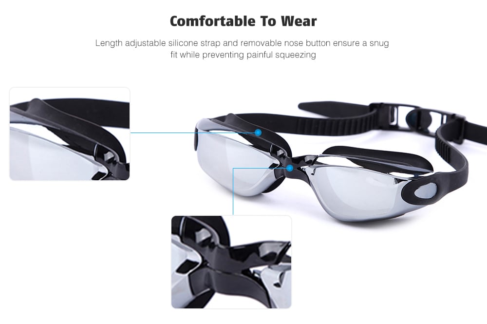 WHALE MM - 7900 Adult Electroplating Swimming Goggles- Black Regular WHALE MM - 7900 Adult Electroplating Swimming Goggles- Black Regular