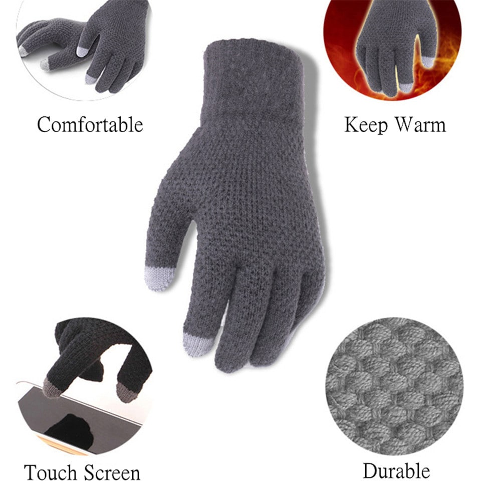 Winter Men Knitted Gloves Touch Screen High Quality Warm Cashmere- Black Winter Men Knitted Gloves Touch Screen High Quality Warm Cashmere- Black