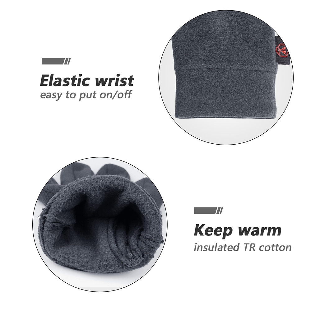 OZERO Polar Fleece Warm Gloves Winter Outdoor Sports- Gray M OZERO Polar Fleece Warm Gloves Winter Outdoor Sports- Gray M