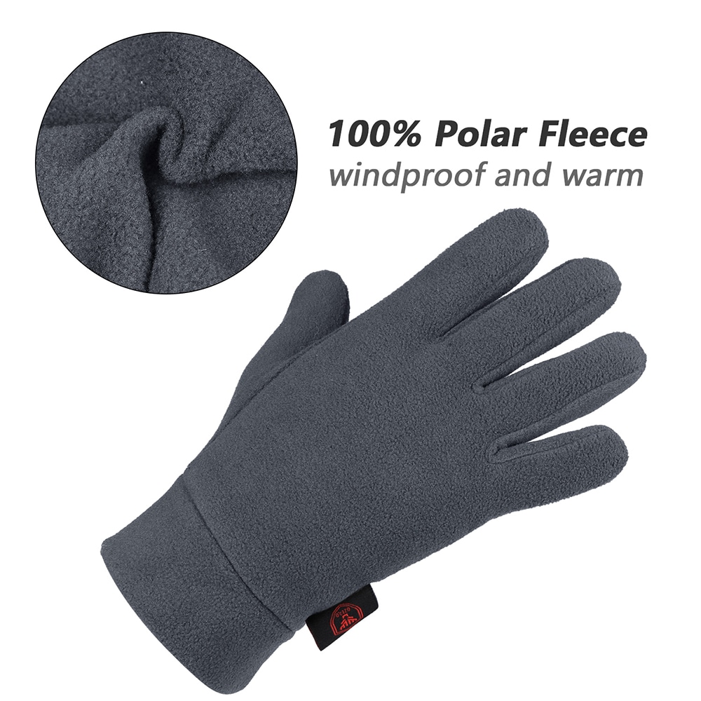 OZERO Polar Fleece Warm Gloves Winter Outdoor Sports- Gray M OZERO Polar Fleece Warm Gloves Winter Outdoor Sports- Gray M