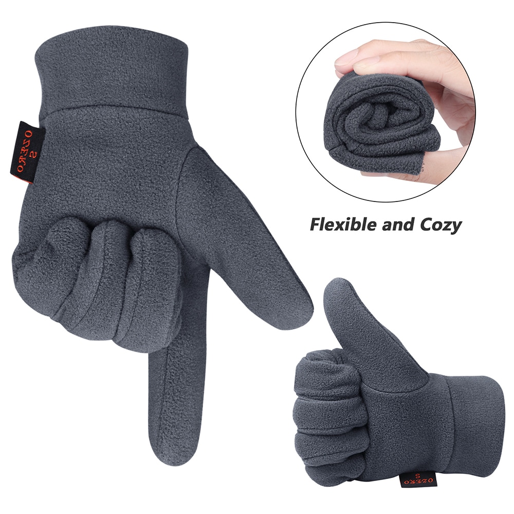 OZERO Polar Fleece Warm Gloves Winter Outdoor Sports- Gray M OZERO Polar Fleece Warm Gloves Winter Outdoor Sports- Gray M