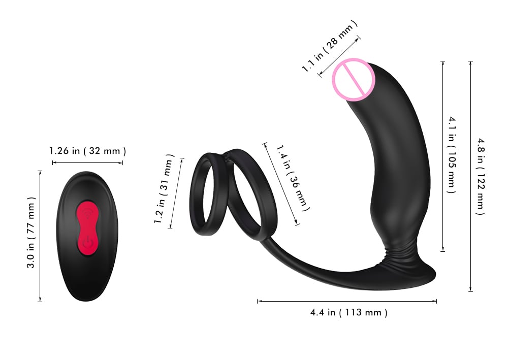 SHD - S122 - 2 Prostate Massager for Men's Sex Toys Remote Control- Black SHD - S122 - 2 Prostate Massager for Men's Sex Toys Remote Control- Black