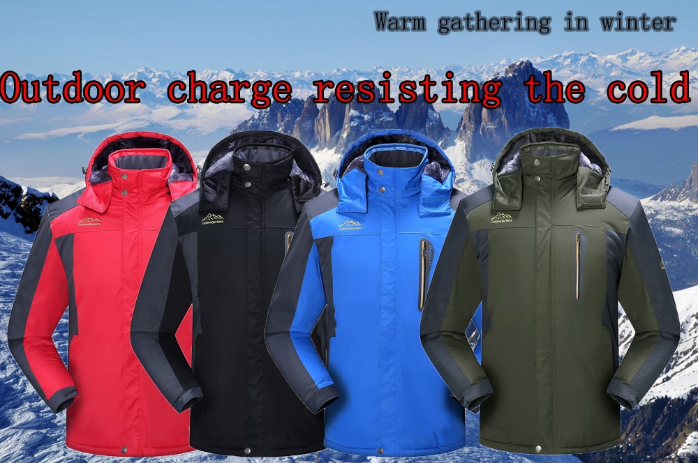 Winter Men's Outdoor Windproof Plus Large Size Warm Jacket- Black XL Winter Men's Outdoor Windproof Plus Large Size Warm Jacket- Black XL