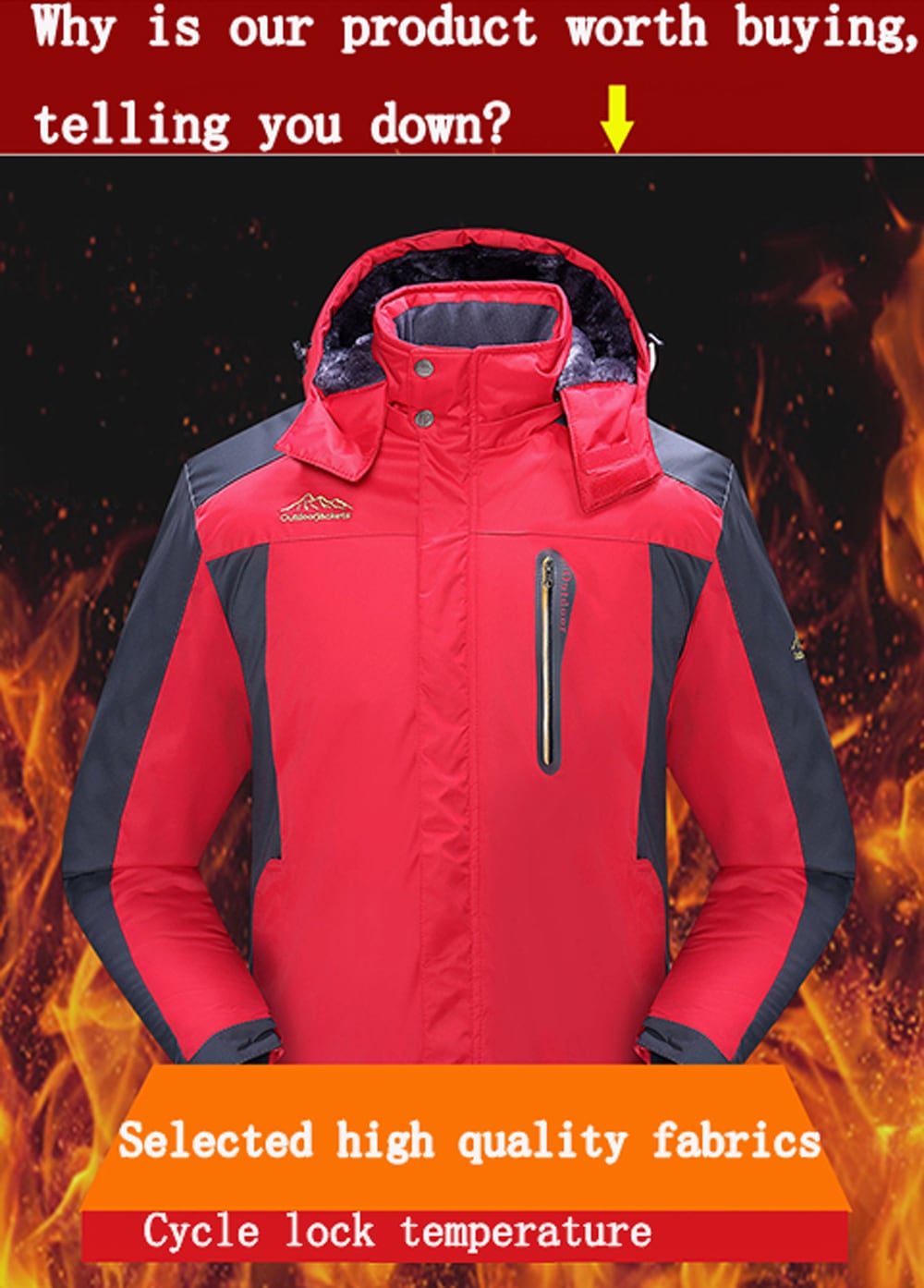 Winter Men's Outdoor Windproof Plus Large Size Warm Jacket- Black XL Winter Men's Outdoor Windproof Plus Large Size Warm Jacket- Black XL