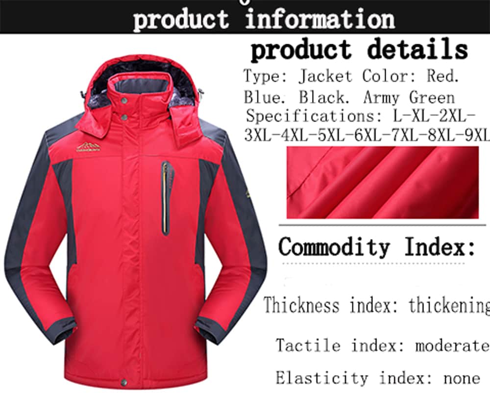 Winter Men's Outdoor Windproof Plus Large Size Warm Jacket- Black XL Winter Men's Outdoor Windproof Plus Large Size Warm Jacket- Black XL