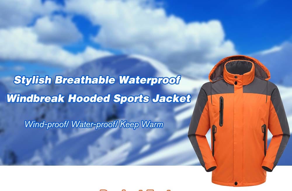 Stylish Breathable Waterproof Windbreak Hooded Sports Jacket for Men- Orange L Stylish Breathable Waterproof Windbreak Hooded Sports Jacket for Men- Orange L