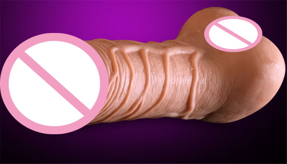 Super Realistic Dildo Soft Sex Male Masturbator Hollow Penis Sleeve for Couples- Apricot Super Realistic Dildo Soft Sex Male Masturbator Hollow Penis Sleeve for Couples- Apricot