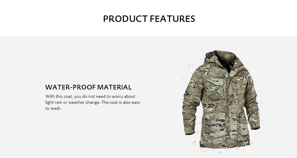 Outdoor Waterproof Comfortable Camouflage Hooded Jacket for Men- Light Khaki M Outdoor Waterproof Comfortable Camouflage Hooded Jacket for Men- Light Khaki M