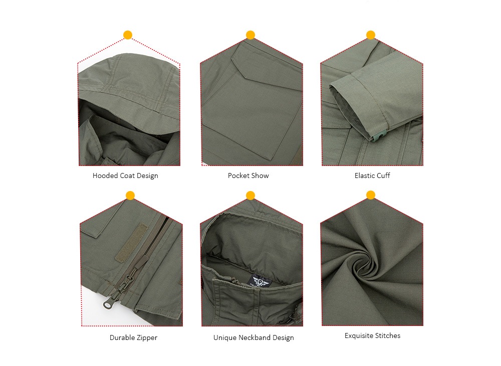 Outdoor Waterproof Comfortable Camouflage Hooded Jacket for Men- Light Khaki M Outdoor Waterproof Comfortable Camouflage Hooded Jacket for Men- Light Khaki M