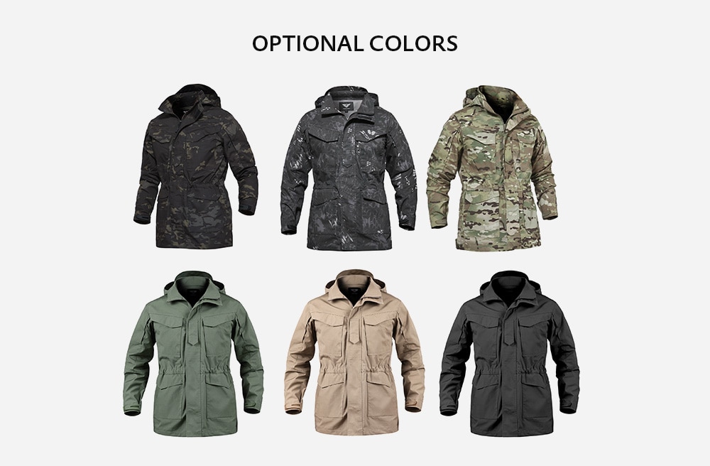 Outdoor Waterproof Comfortable Camouflage Hooded Jacket for Men- Light Khaki M Outdoor Waterproof Comfortable Camouflage Hooded Jacket for Men- Light Khaki M