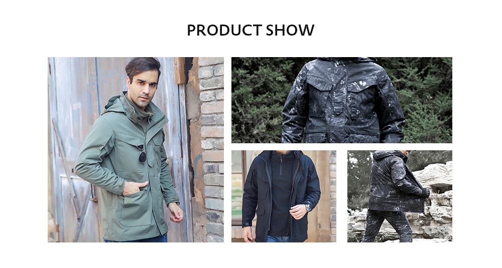 Outdoor Waterproof Comfortable Camouflage Hooded Jacket for Men- Light Khaki M Outdoor Waterproof Comfortable Camouflage Hooded Jacket for Men- Light Khaki M