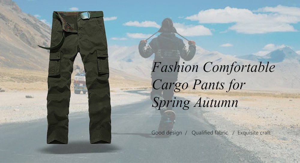 Simple Casual Cargo Pants for Men- Black 38 Simple Casual Cargo Pants for Men- Black 38