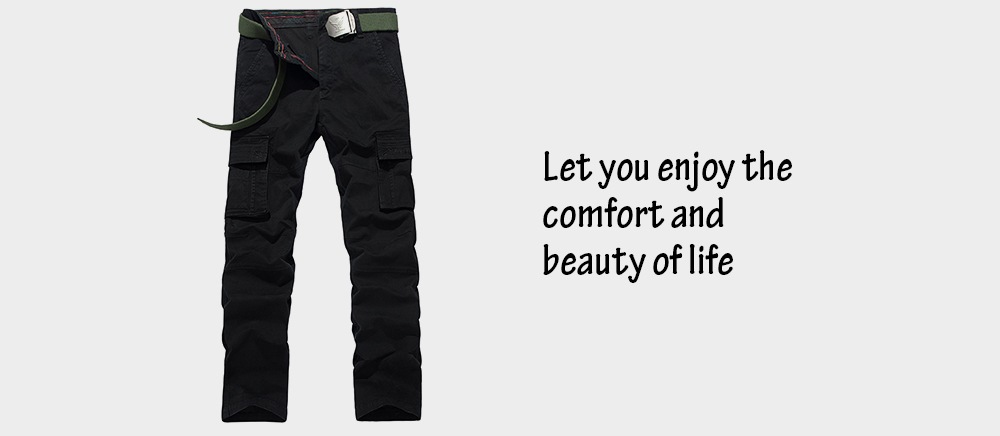 Simple Casual Cargo Pants for Men- Black 38 Simple Casual Cargo Pants for Men- Black 38